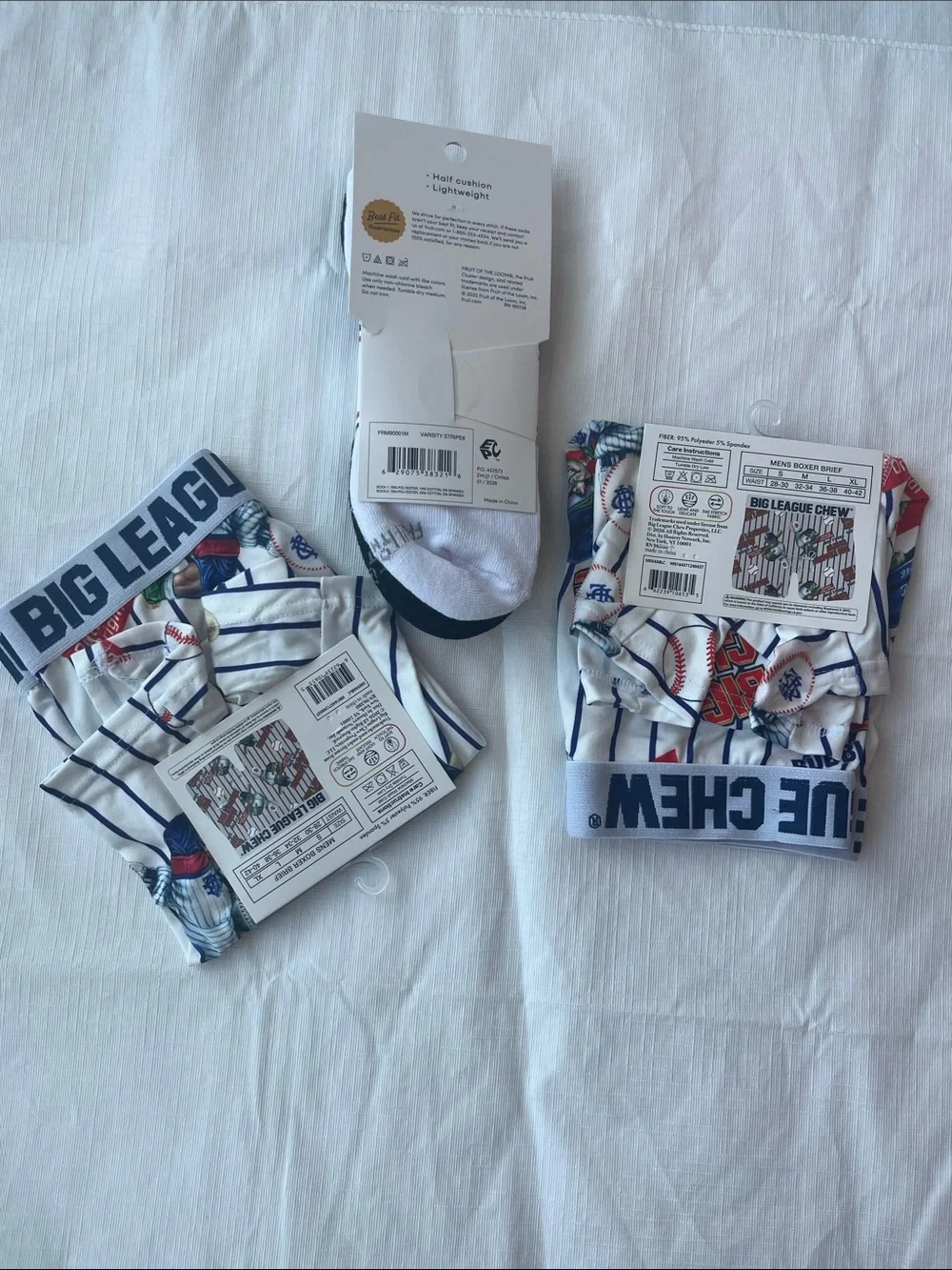 2-Big League Men’s Boxer Briefs &Fruit  Of The Loom Socks 2-Pair